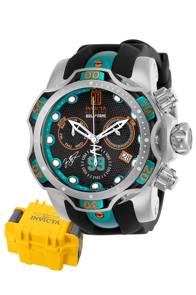Invicta Jason Taylor Mens Hall of Fame Limited Edition Quartz 52.5mm Stainless Steel, Blue Case Gunmetal Dial - Model 25305