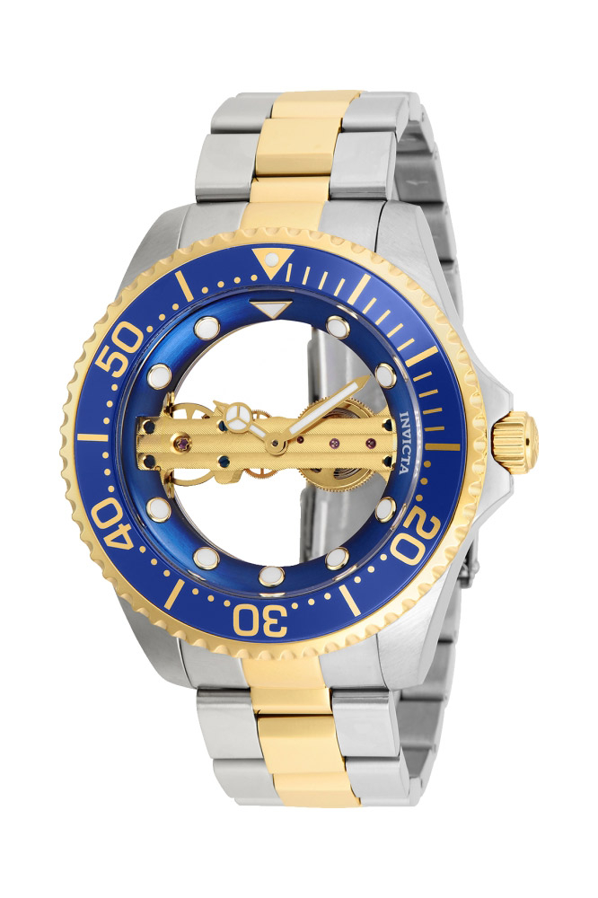 Invicta Pro Diver Mens Mechanical 47mm Stainless Steel, Gold Case Blue Dial - Model 26243