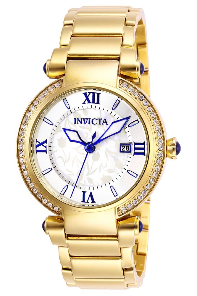Invicta Angel Womens Quartz 40 mm Gold Case Silver, White Dial - Model 27083