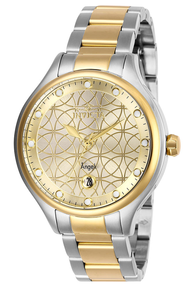 Invicta Angel Womens Quartz 38 mm Stainless Steel Case Gold Dial - Model 27435
