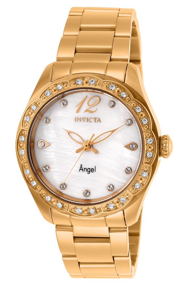 Invicta Angel Womens Quartz 35 mm Rose Gold Case White Dial - Model 27450