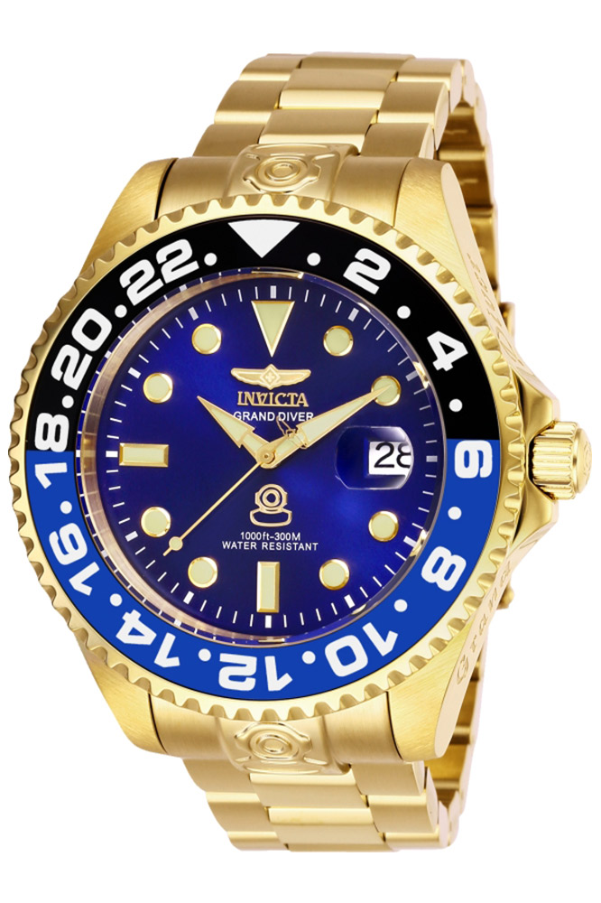 Invicta Pro Diver Mens Automatic 47 mm Gold Case Blue Dial - Model 27971 Invicta Pro Diver Mens Automatic 47 mm Gold Case Blue Dial - Model 27971