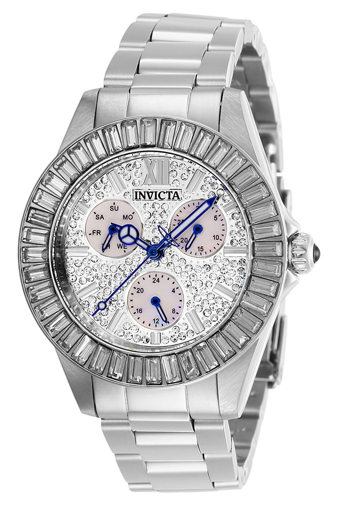Invicta Angel Womens Quartz 38mm Stainless Steel Case Pave, White Dial - Model 28445