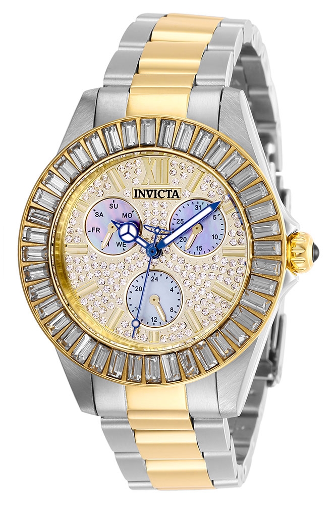 Invicta Angel Womens Quartz 38mm Stainless Steel, Gold Case Pave, White Dial - Model 28447