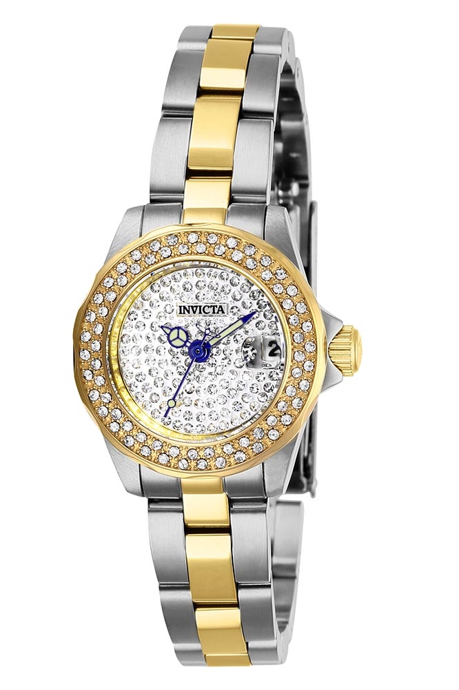 Invicta Angel Womens Quartz 24mm Stainless Steel, Gold Case Pave Dial - Model 28454