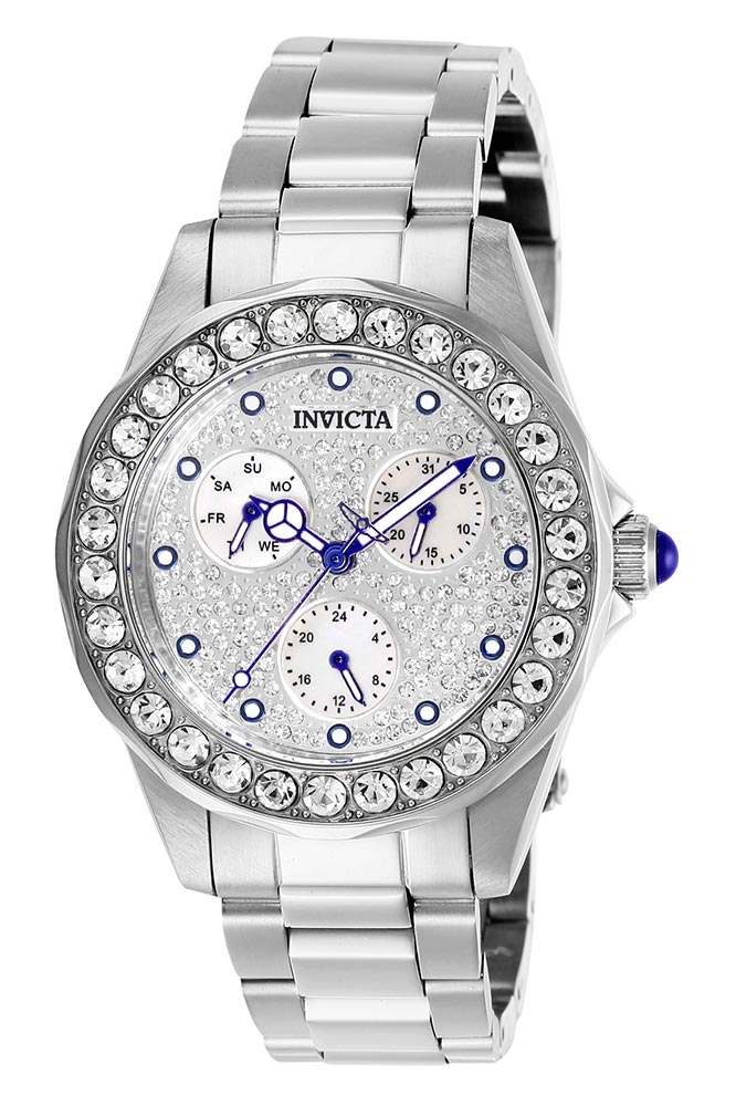 Invicta Angel Womens Quartz 38 mm Stainless Steel Case Pave, White Dial - Model 28457