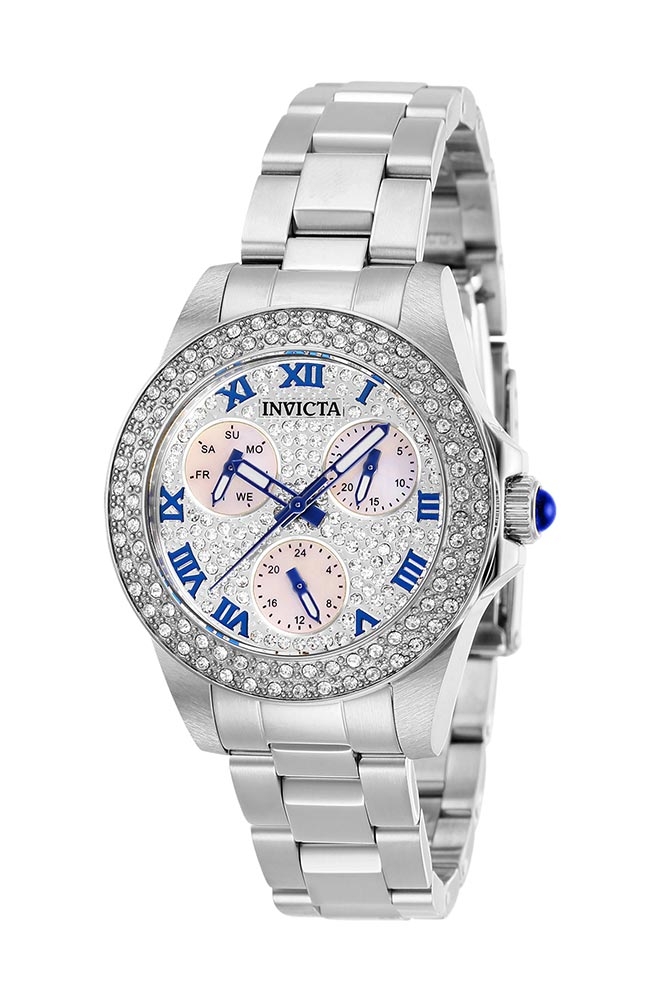 Invicta Angel Womens Quartz 34mm Stainless Steel Case Pave, White Dial - Model 28473
