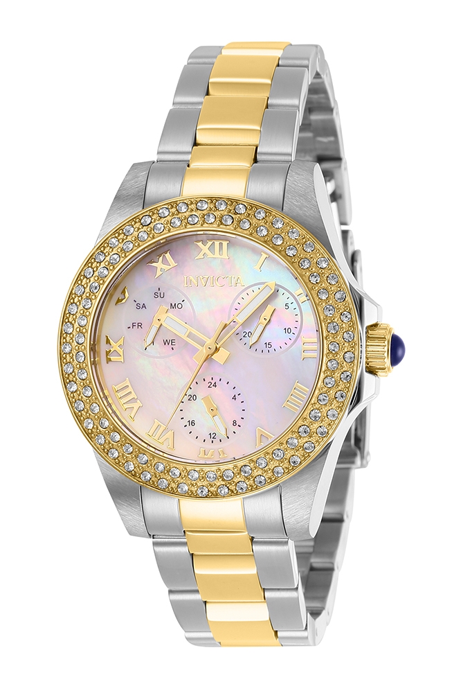 Invicta Angel Womens Quartz 34mm Stainless Steel, Gold Case White Dial - Model 28480