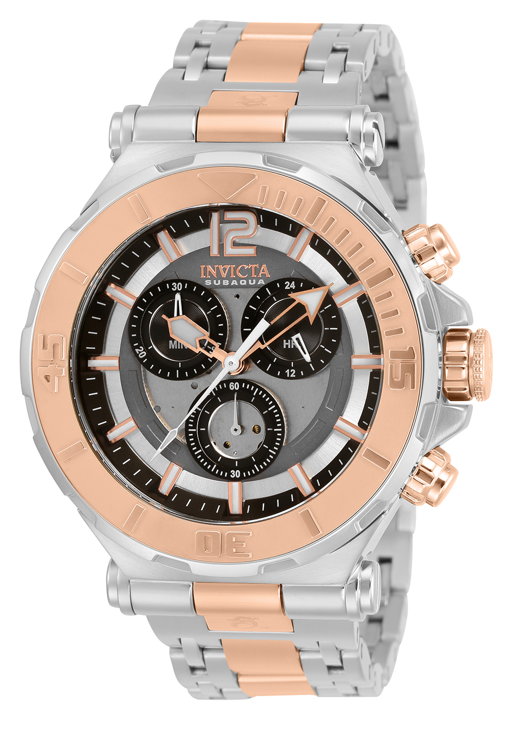 Invicta Subaqua Quartz Mens Watch - 46mm Stainless Steel Case, Stainless Steel Band, Steel, Rose Gold (31347)