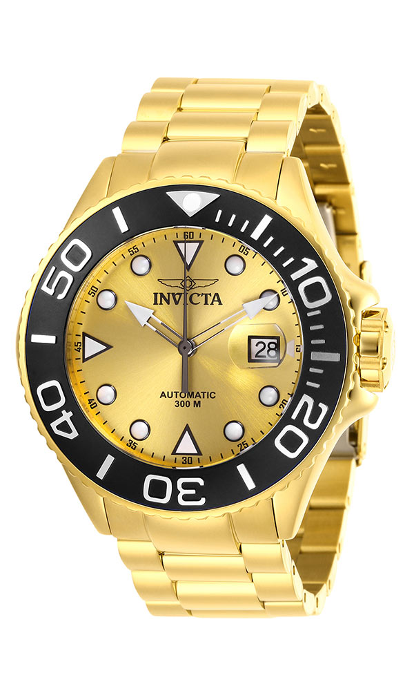 Invicta Pro Diver Mens Automatic 50mm Gold Black - Model 28760
