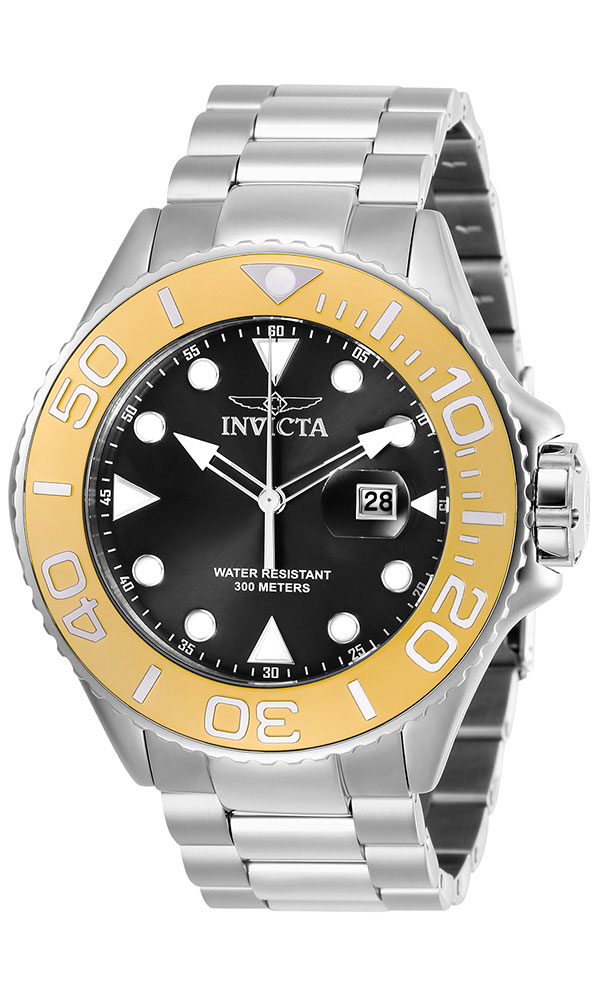 Invicta Pro Diver Mens Quartz 50 mm Stainless Steel, Gold Case Black Dial - Model 28767