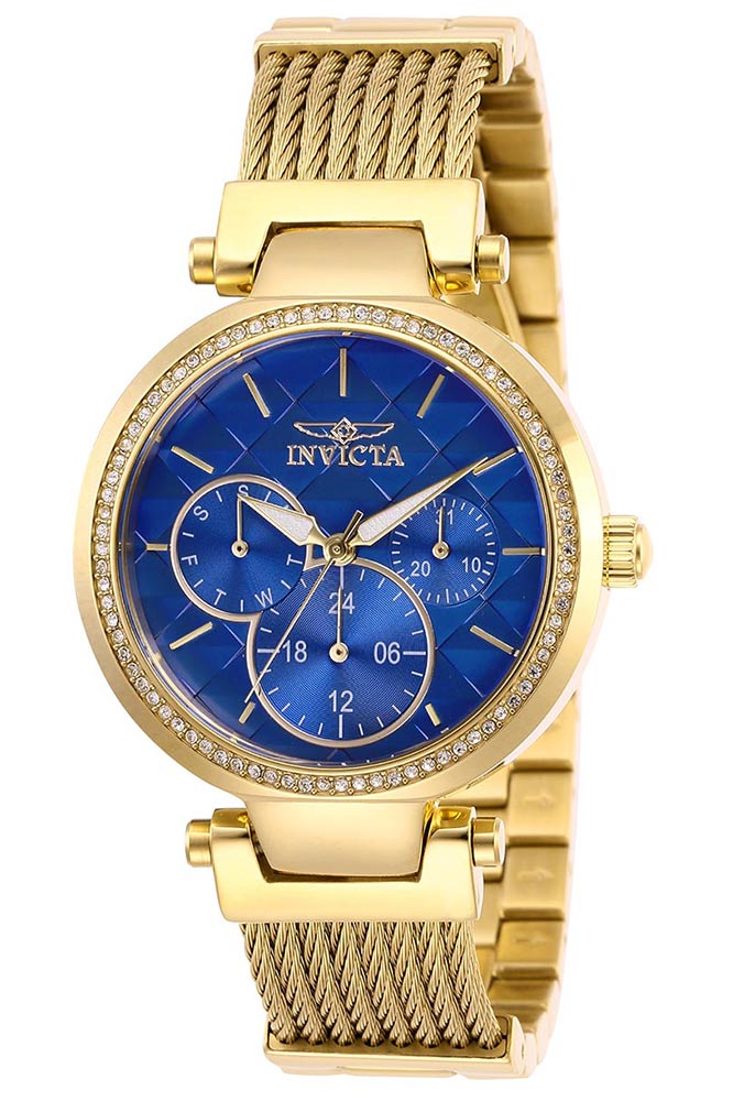 Invicta Angel Womens Quartz 36 mm Gold Case Blue Dial - Model 28919