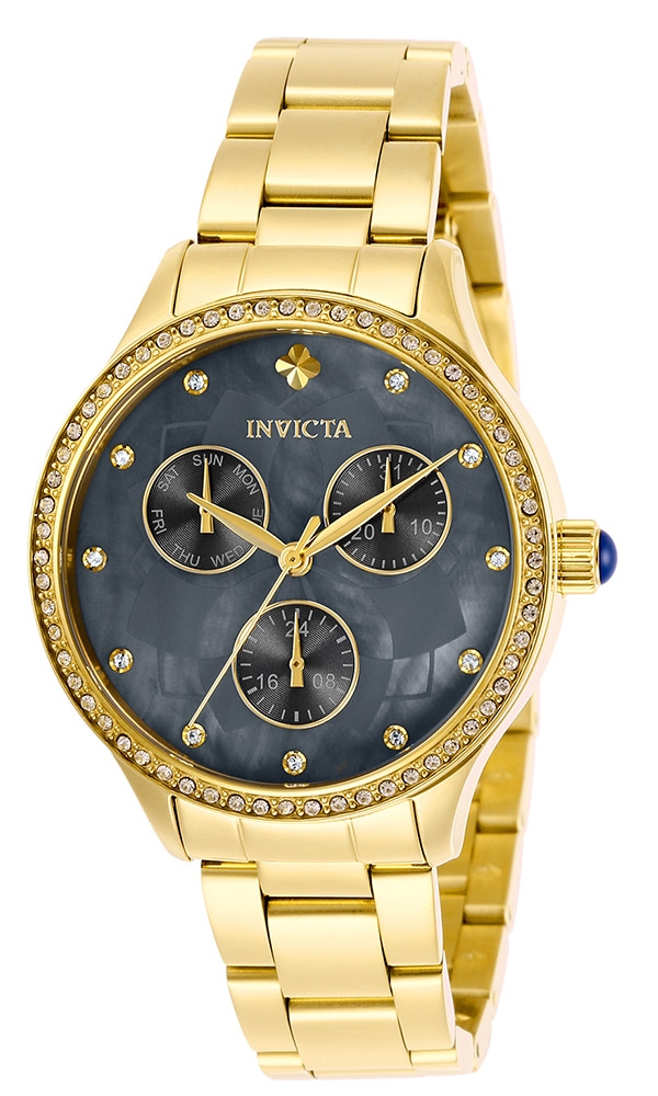 Invicta Angel Womens Quartz 35 mm Gold Case Gunmetal Dial - Model 29097