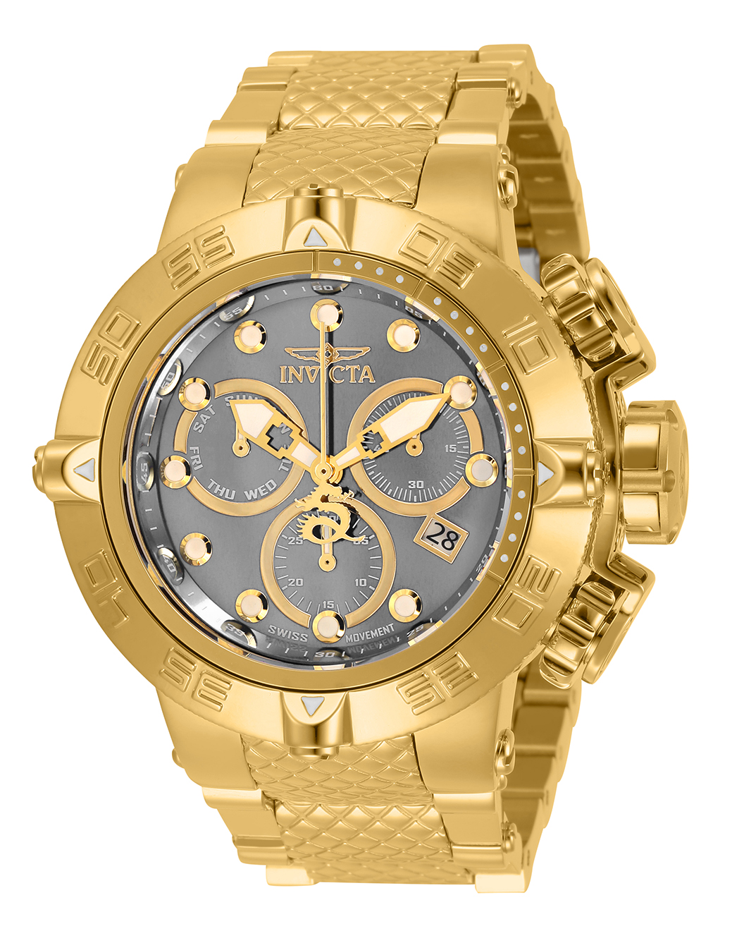 Invicta Subaqua Quartz Mens Watch - 50mm Stainless Steel Case, Stainless Steel Band, Gold (32973)