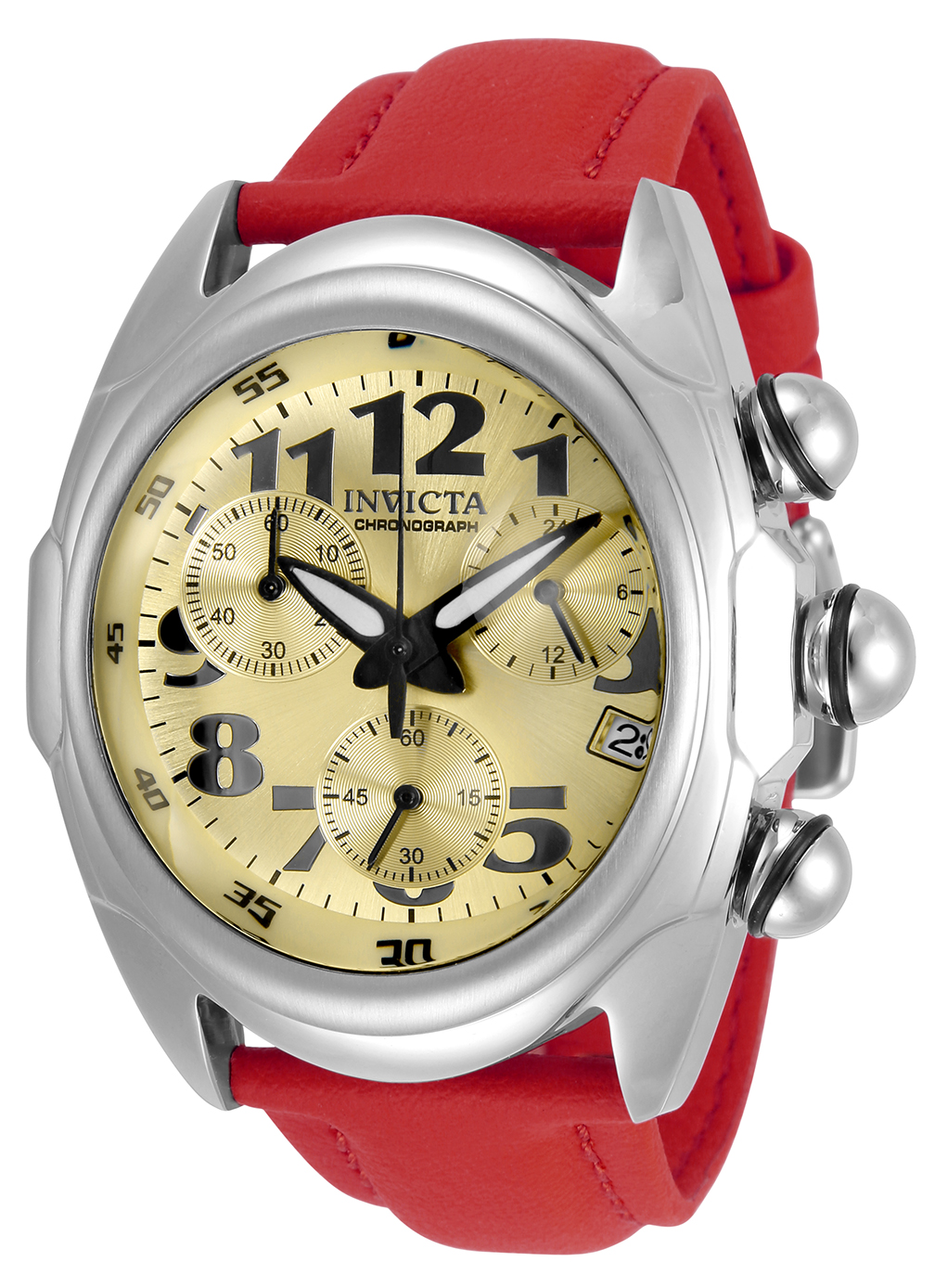 Invicta Lupah Quartz Mens Watch - 46mm Stainless Steel Case, Polyurethane Band, Red (31404)