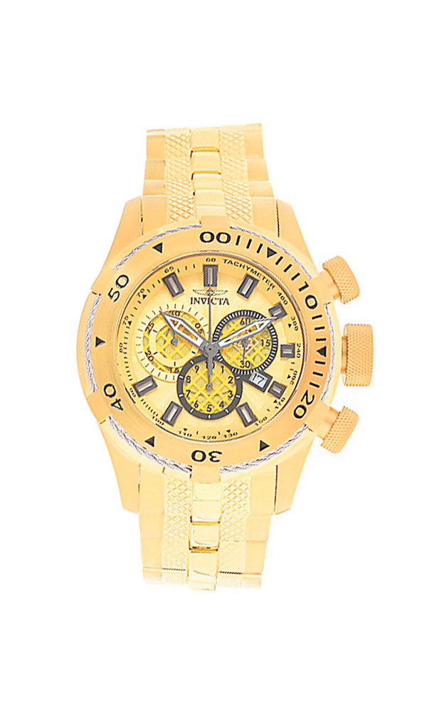 Pre-Owned Invicta Bolt Quartz Mens Watch - 50mm Stainless Steel Case, Stainless Steel Band, Gold (29745)