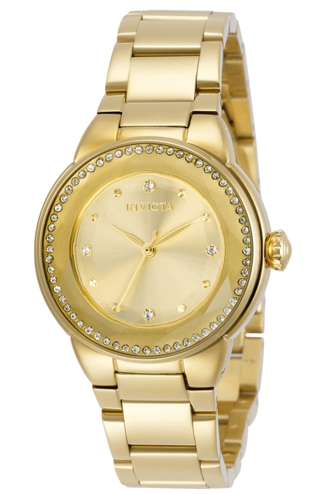 Invicta Angel Womens Quartz 34 mm Stainless Steel Case Gold Dial - Model 29791