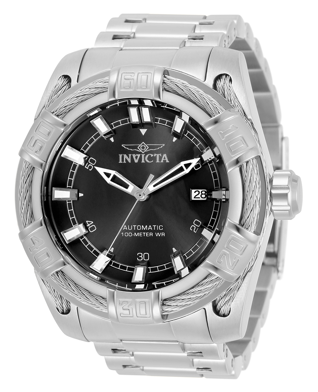 Invicta Bolt Automatic Mens Watch - 51mm Stainless Steel Case, SS/Cable Band, Steel (33335)