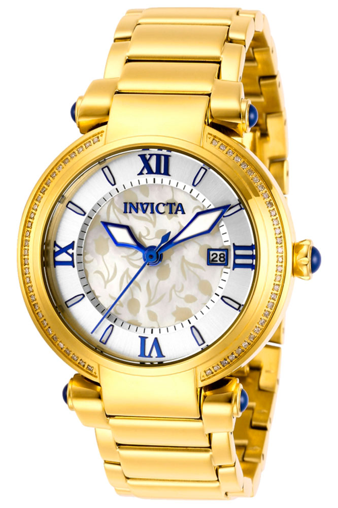 Invicta Angel Womens Quartz 40 mm Gold Case Silver, White Dial - Model 29876