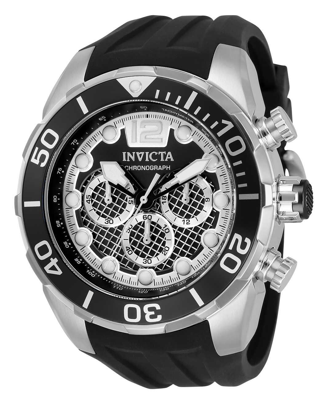 Invicta Pro Diver Quartz Mens Watch - 50mm Stainless Steel Case, Silicone Band, Black (33820)