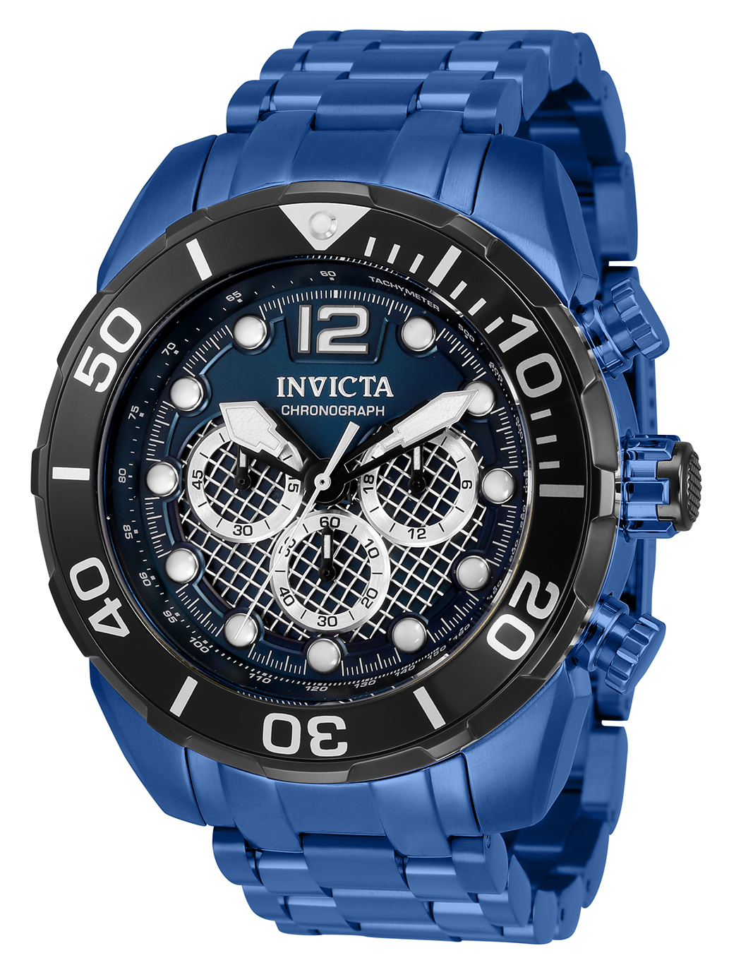 Invicta Pro Diver Quartz Mens Watch - 50mm Stainless Steel Case, Stainless Steel Band, Blue (33832)