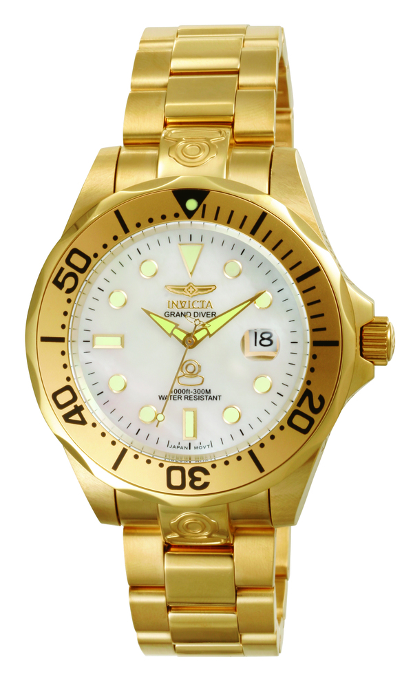 Invicta Pro Diver Automatic Watch - Gold case with Gold tone Stainless Steel band - Model 3052