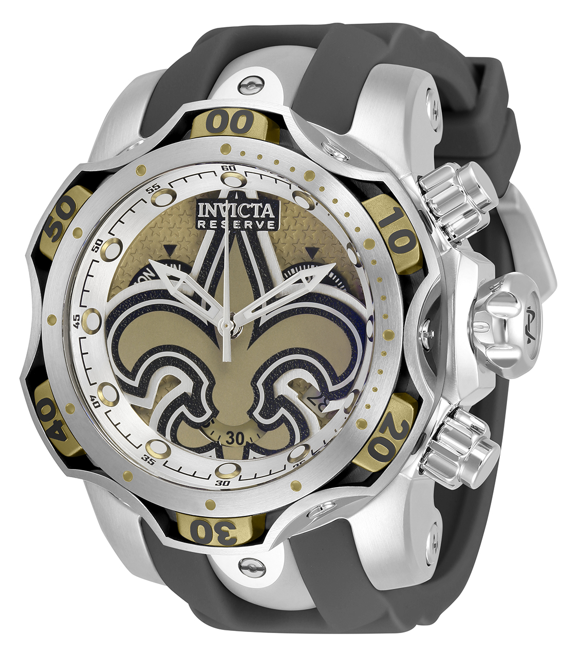 Invicta NFL Green Bay Packers Swiss Ronda Z60 Caliber Men's Watch - 52.5mm,  Steel, Yellow, Green (33072)