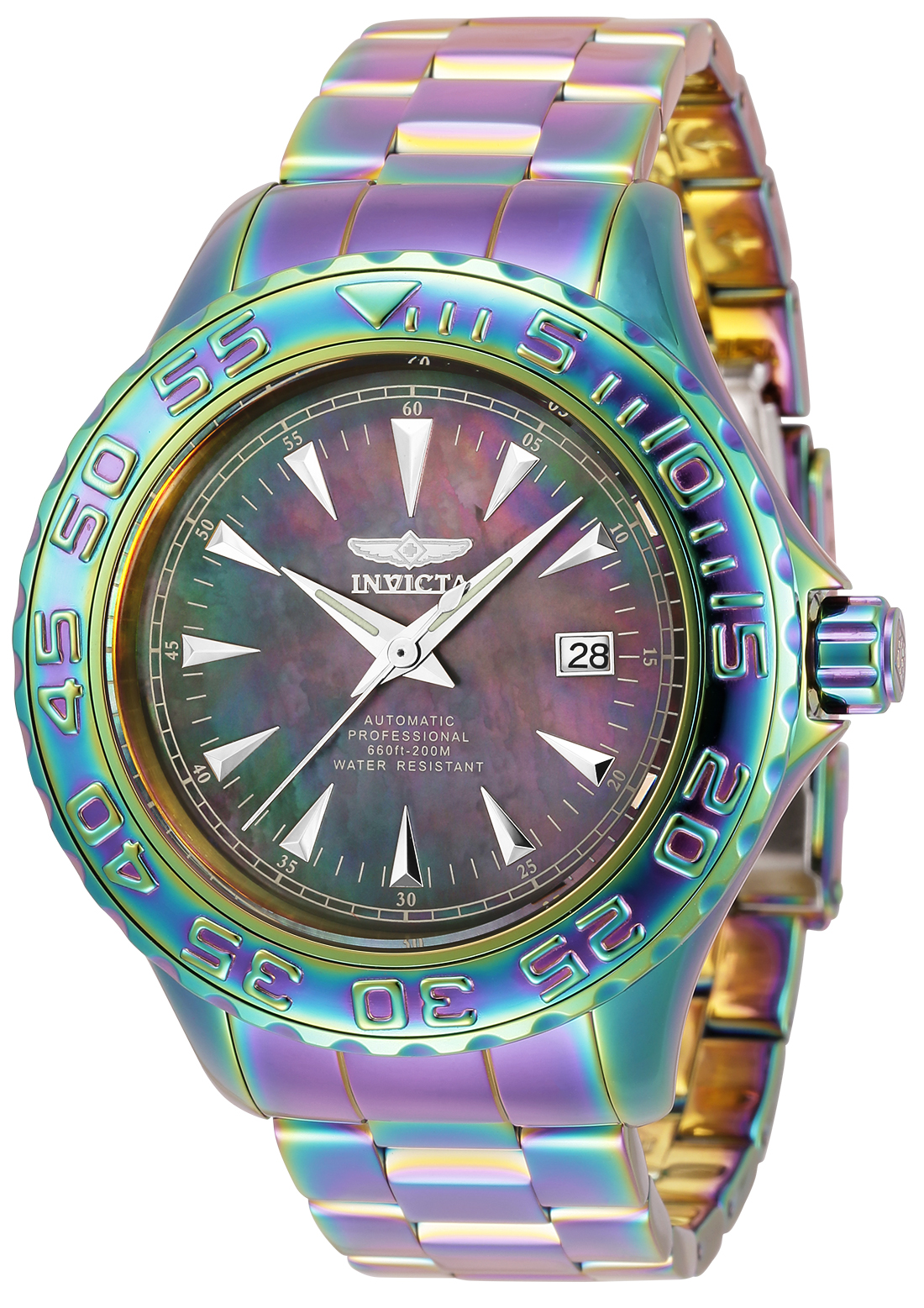 Invicta Pro Diver Automatic Mens Watch - 47mm Stainless Steel Case, Stainless Steel Band, Iridescent (34106)