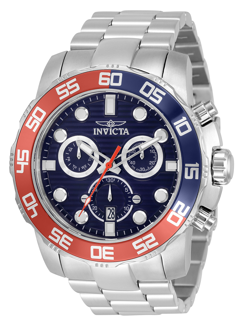 Invicta Pro Diver Scuba Quartz Mens Watch - 50mm Stainless Steel Case, Stainless Steel Band, Steel (33298)