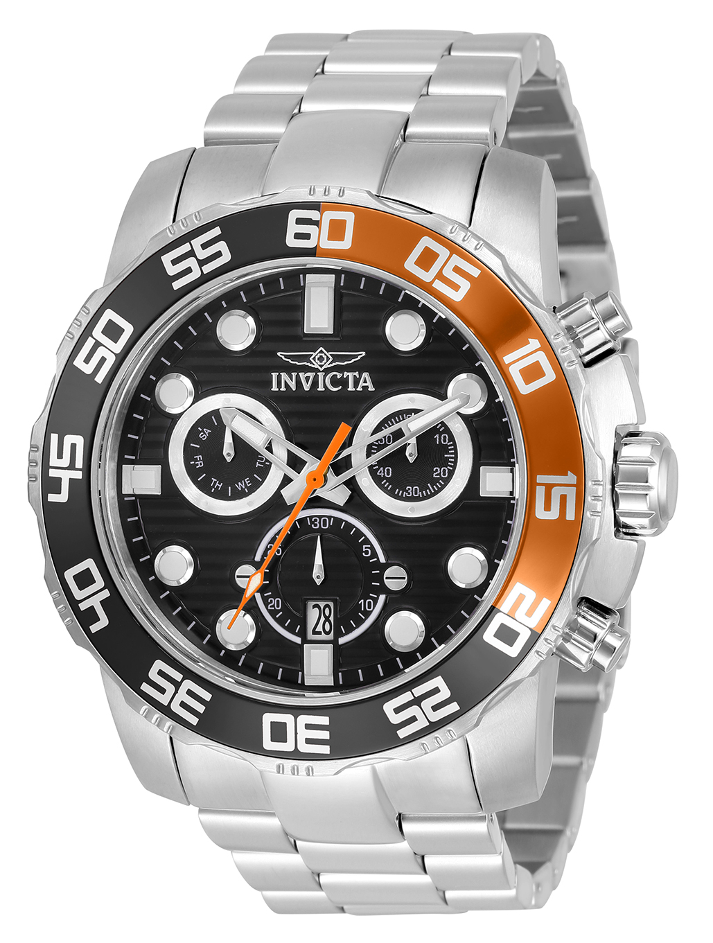Invicta Pro Diver Scuba Quartz Mens Watch - 50mm Stainless Steel Case, Stainless Steel Band, Steel (33299)