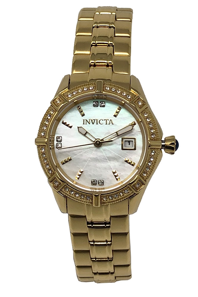 Invicta Angel Womens Quartz 29 mm Gold Case White Dial - Model 31372