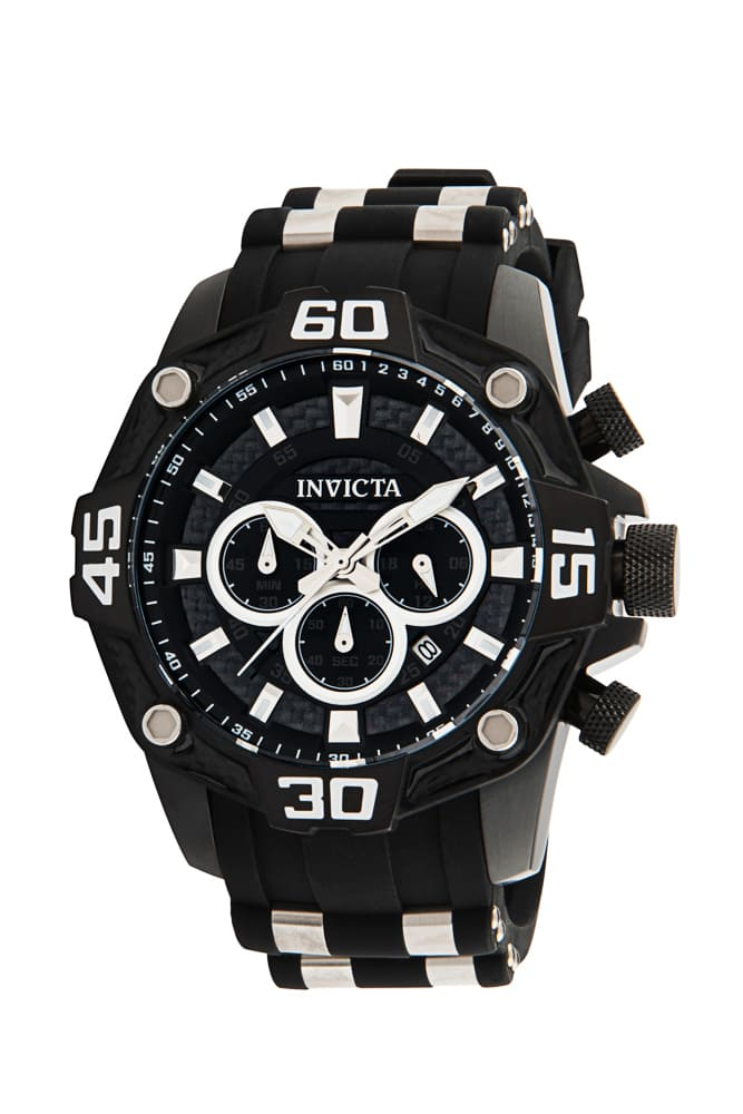 Invicta Pro Diver Quartz Mens Watch - 52mm Stainless Steel Case, Silicone/SS Band, Black, Steel (33843)