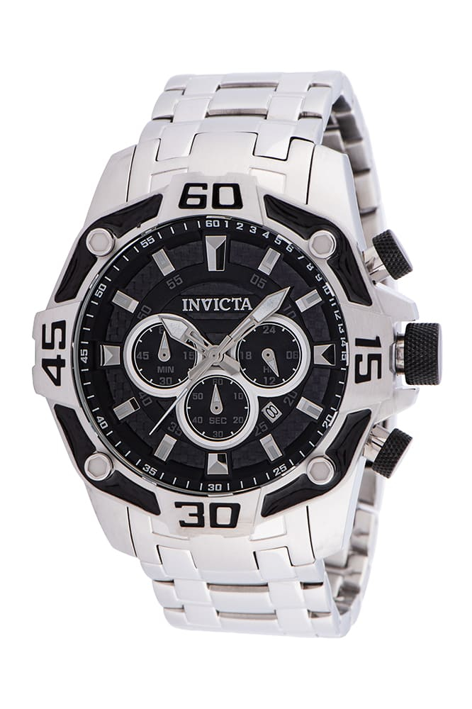 Invicta Pro Diver Quartz Mens Watch - 52mm Stainless Steel Case, Stainless Steel Band, Steel (33844)