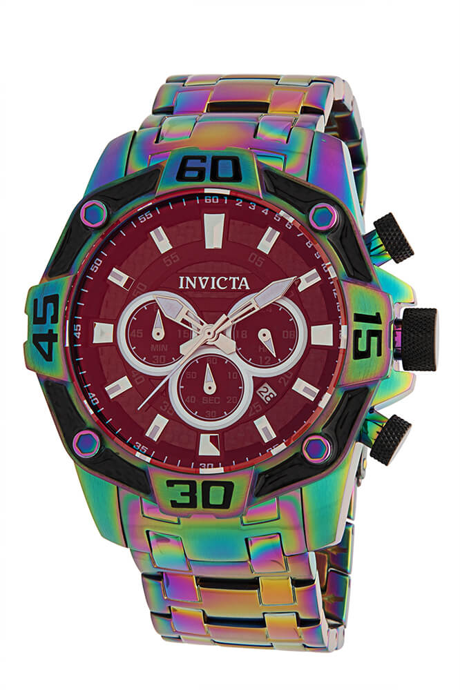 Invicta Pro Diver Quartz Mens Watch - 52mm Stainless Steel Case, Stainless Steel Band, Iridescent (33849)