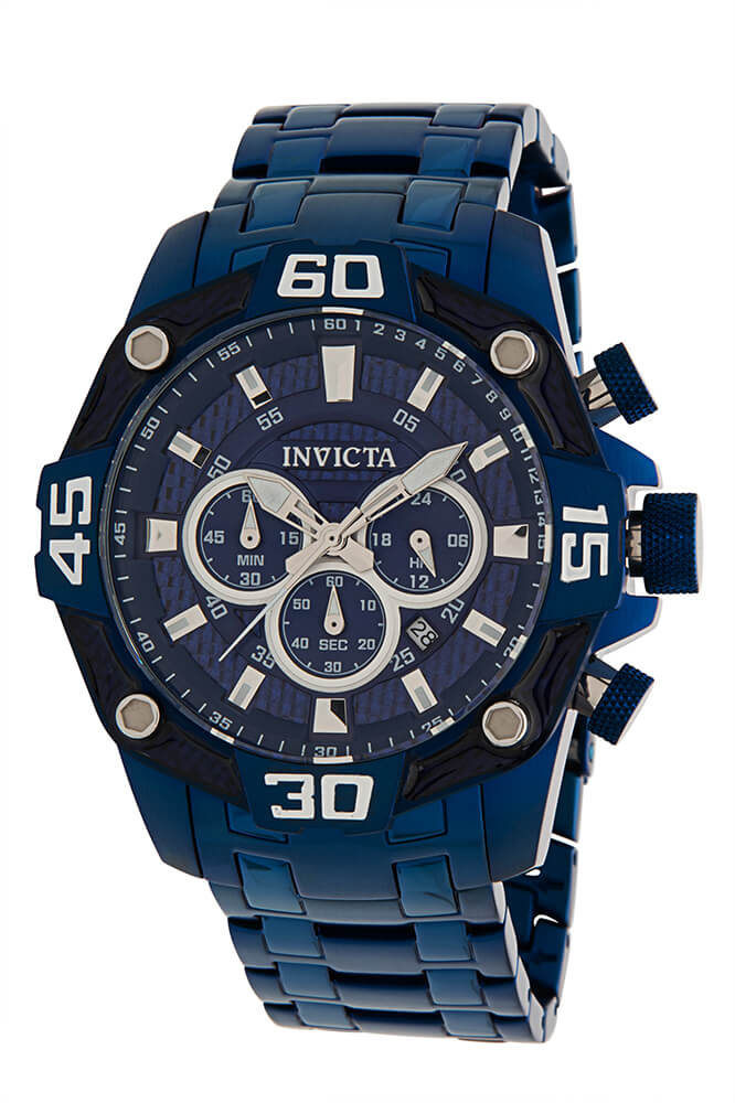 Invicta Pro Diver Quartz Mens Watch - 52mm Stainless Steel Case, Stainless Steel Band, Blue (33851)
