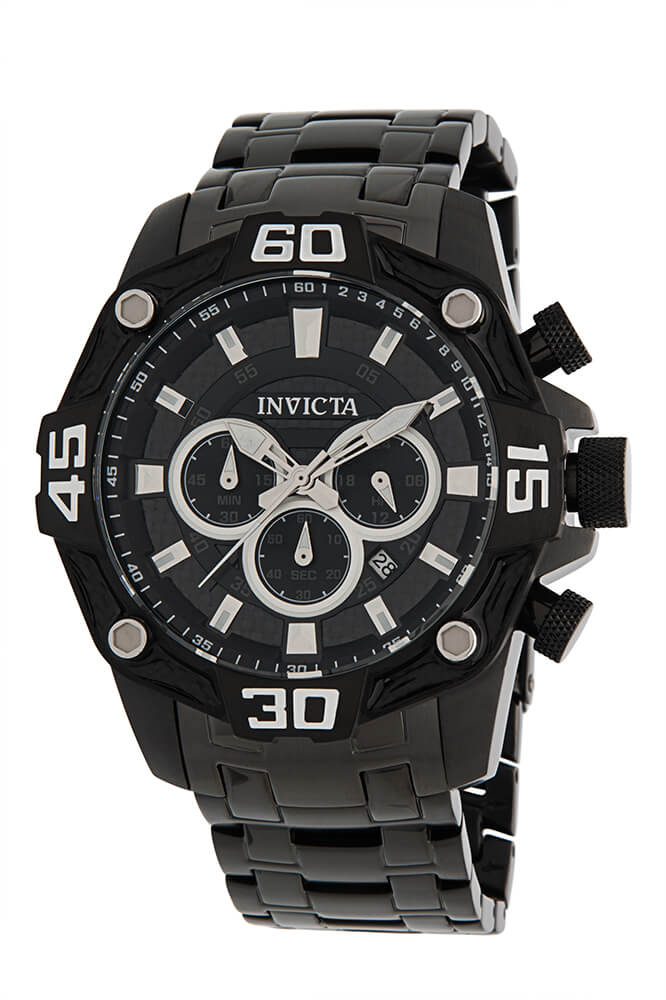 Invicta Pro Diver Quartz Mens Watch - 52mm Stainless Steel Case, Stainless Steel Band, Black (33852)