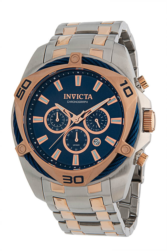 Invicta Bolt Quartz Mens Watch - 50mm Stainless Steel Case, Stainless Steel Band, Steel, Rose Gold (34133)