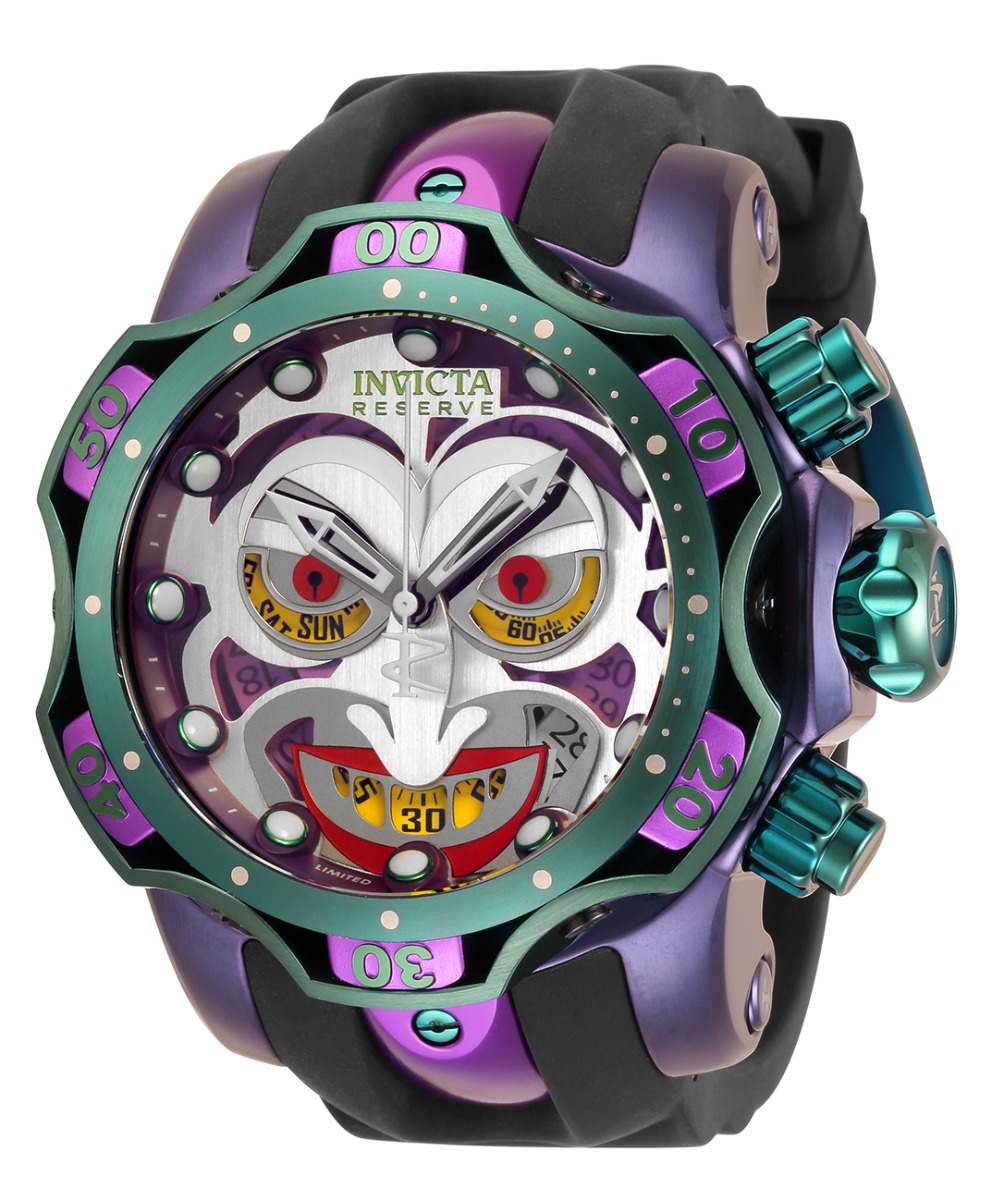 Invicta DC Comics Joker Swiss Ronda Z60 Caliber Men's Watch - 52.5mm,  Black, Purple, Green (34942)