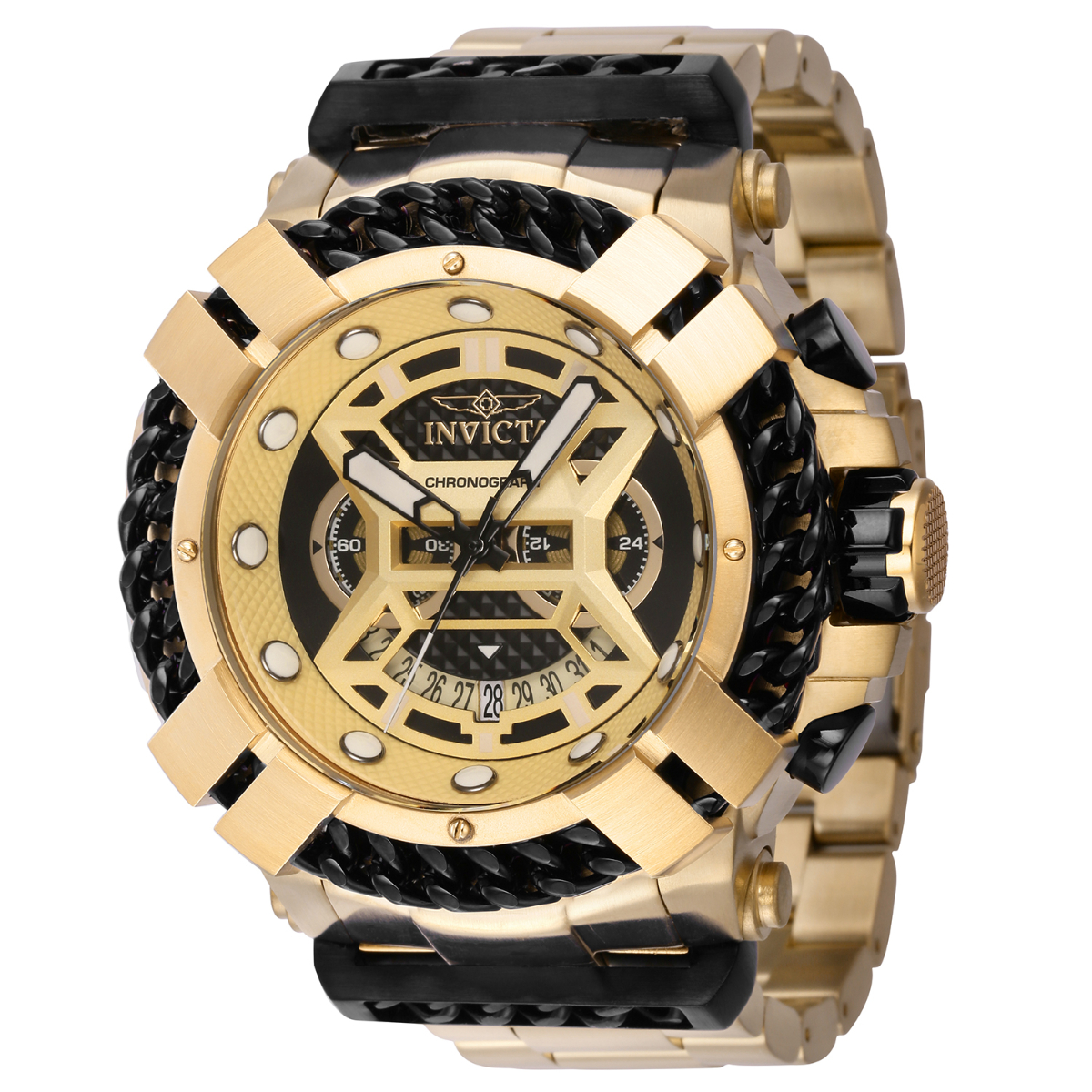 Invicta black and gold mens watch sale