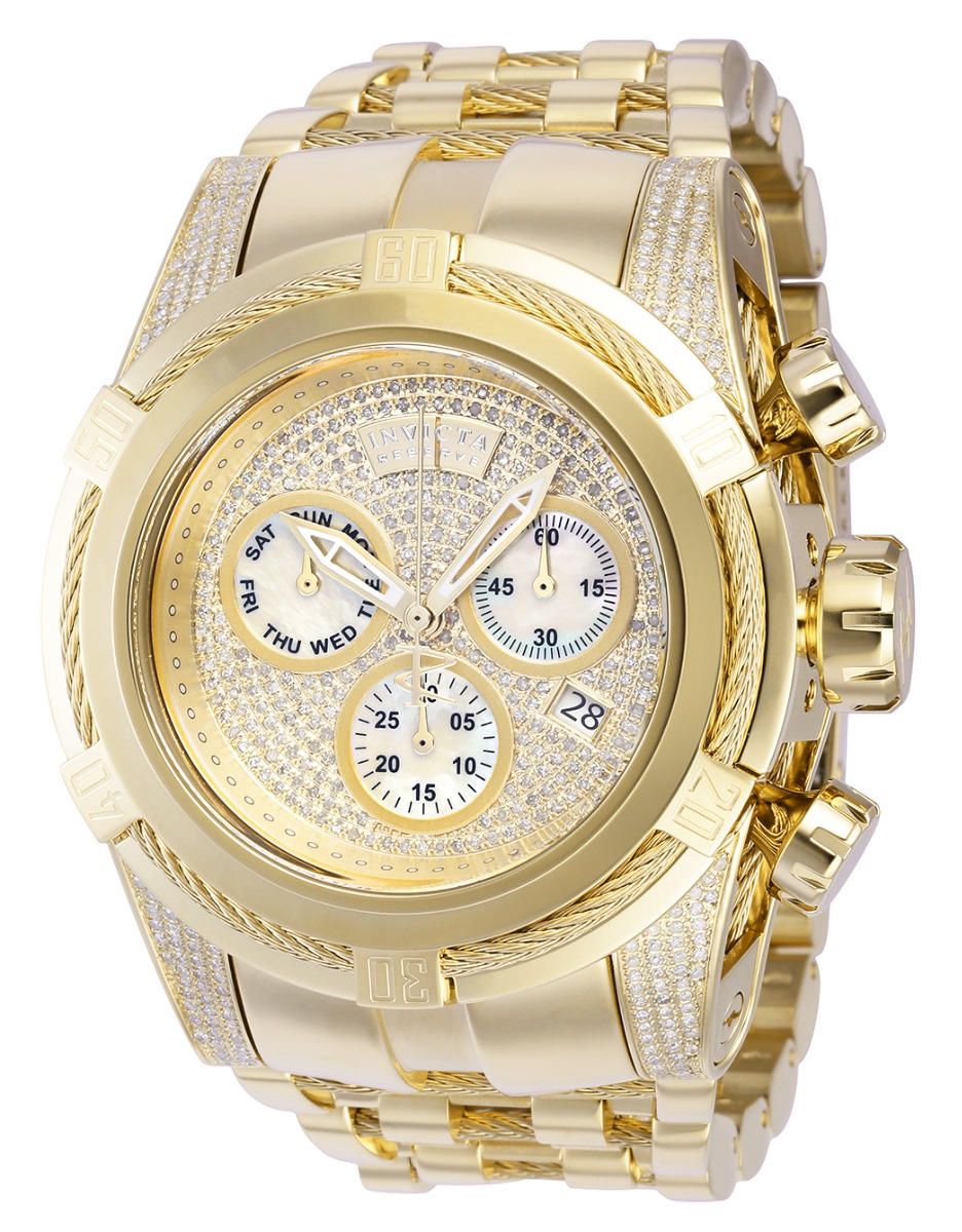 Invicta Reserve Bolt Zeus 1.81 Carat Diamond Swiss Ronda Z60 Caliber Men s Watch w Mother of Pearl Dial 53mm Gold 39382