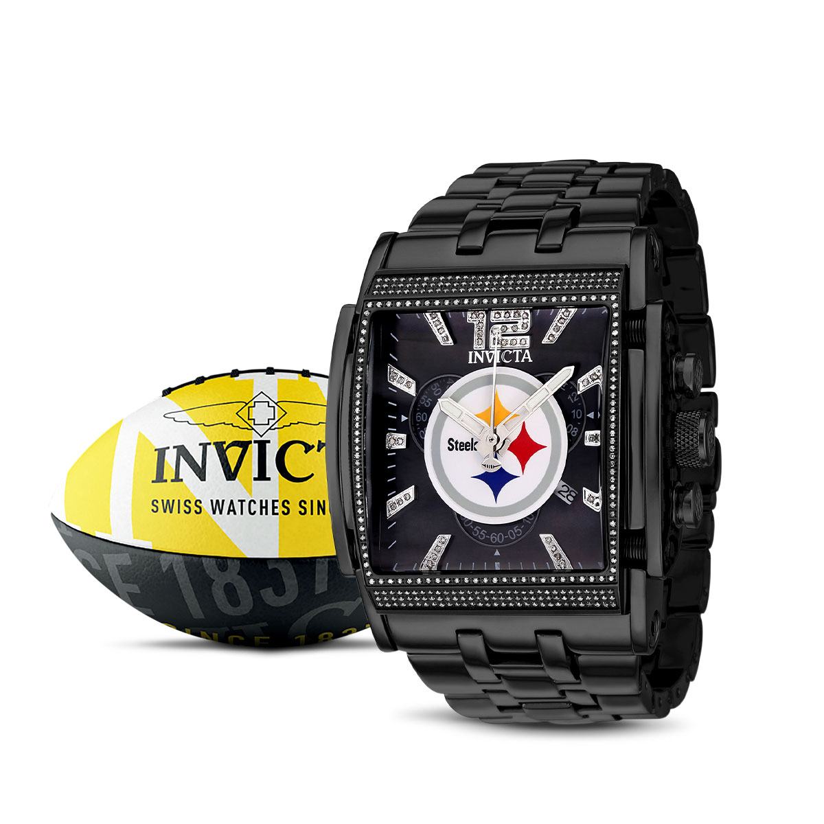 Pittsburgh Steelers Mens Stainless Steel NFL Watch Featuring A