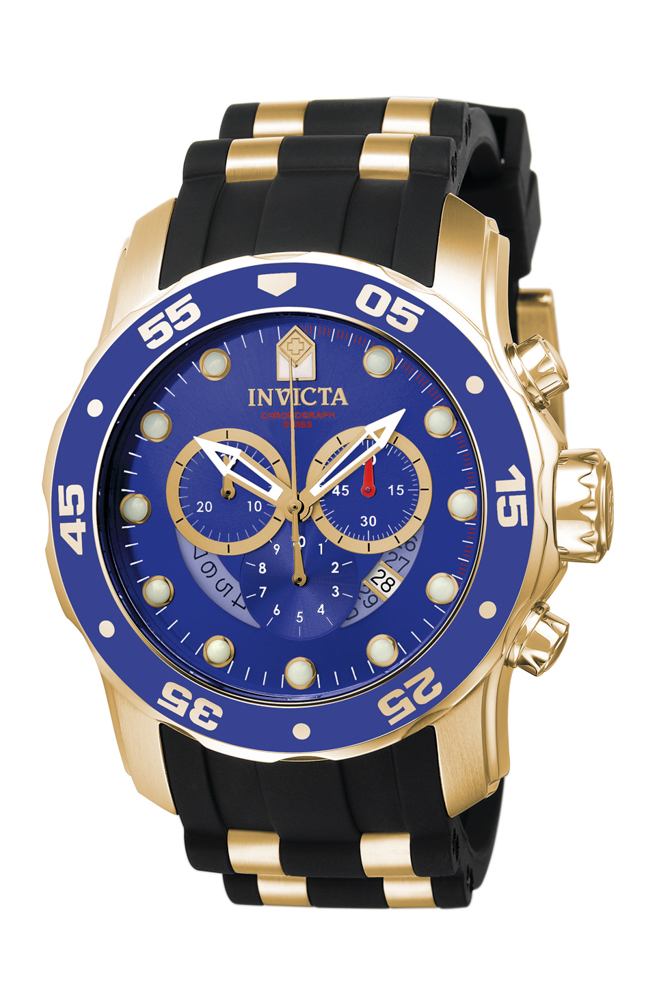 Invicta Pro Diver SCUBA Men%27s Quartz 48mm Gold Case Blue Dial - Model 6983