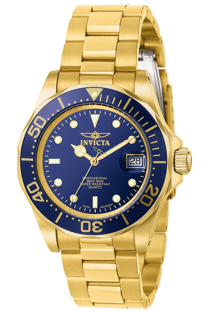 Invicta Pro Diver Swiss Movement Quartz Watch - Gold case with Gold tone Stainless Steel band - Model 9312