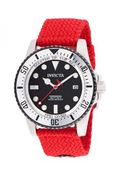 Invicta Pro Diver Automatic Men's Watch - 44mm Stainless Steel Case, Polyester Band, Red (35486)