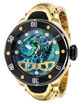 Invicta Reserve Kraken Automatic Men's Watch w/ Metal, Oyster, Mother of Pearl, Abalone Dial - 54mm, Black, Gold (36390)