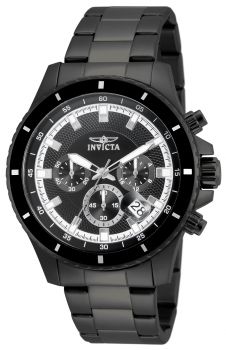Invicta Pro Diver Quartz Watch - Black case with Black tone Stainless Steel band - Model 12458