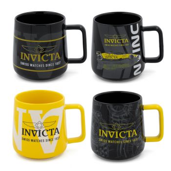 Invicta Set of 4 Coffee Mugs, 4 x Different Designs (IG0312)