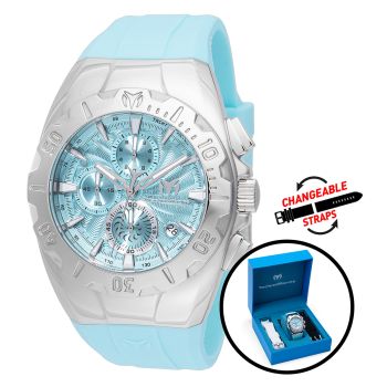 TechnoMarine Cruise Original Men's Watch - 44mm, Black, White, Light Blue with Interchangeable Strap (TM-124003)