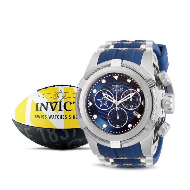 Invicta NFL Dallas Cowboys Swiss Ronda Z60 Caliber Men's Watch - 53mm,  Steel, Grey, Navy Blue (30231)