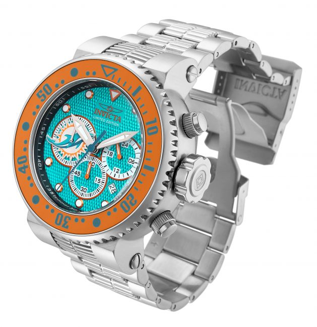 Invicta Nfl Miami Dolphins Quartz Orange Dial Watch in Blue for Men